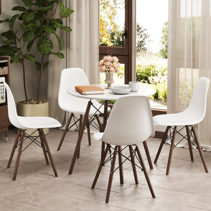 5 Piece Dining Set with Solid Wood Legs in Beige for Modern Kitchens