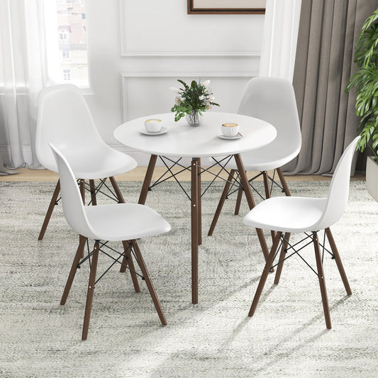 5 Piece Dining Set with Solid Wood Legs in Beige for Modern Kitchens