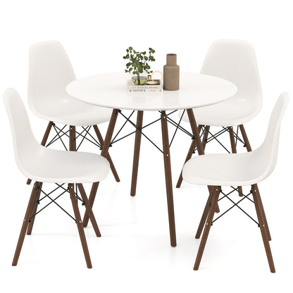 5 Piece Dining Set with Solid Wood Legs in Beige for Modern Kitchens