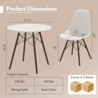 5 Piece Dining Set with Solid Wood Legs in Beige for Modern Kitchens