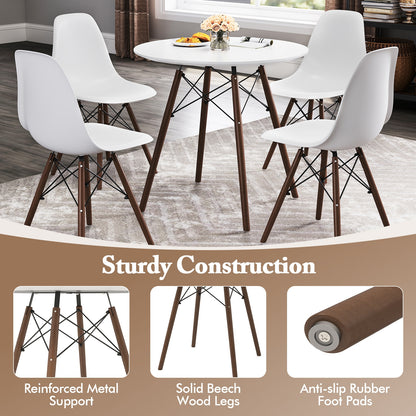 5 Piece Dining Set with Solid Wood Legs in Beige for Modern Kitchens