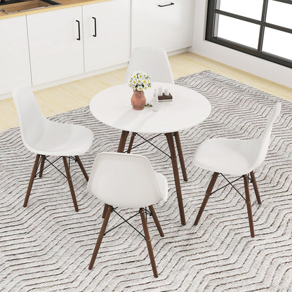 5 Piece Dining Set with Solid Wood Legs in Beige for Modern Kitchens