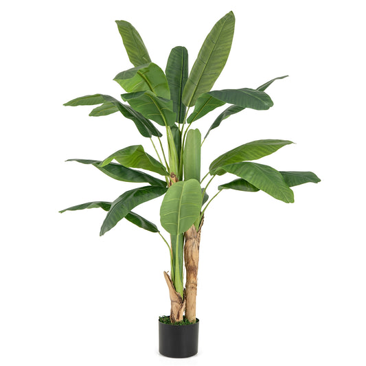 5.3 Feet Tall Artificial Bird of Paradise Tree with Lifelike Banana Leaves