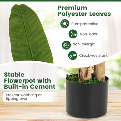 5.3 Feet Tall Artificial Bird of Paradise Tree with Lifelike Banana Leaves