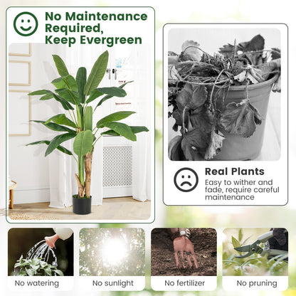 5.3 Feet Tall Artificial Bird of Paradise Tree with Lifelike Banana Leaves