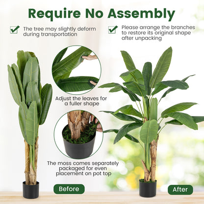 5.3 Feet Tall Artificial Bird of Paradise Tree with Lifelike Banana Leaves