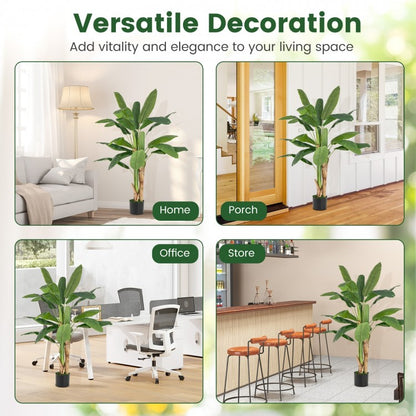 5.3 Feet Tall Artificial Bird of Paradise Tree with Lifelike Banana Leaves