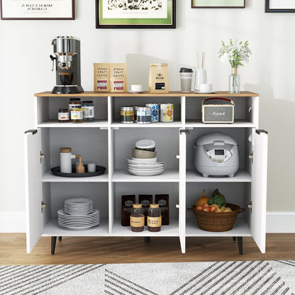 Multi-Compartment Kitchen Sideboard Cabinet with Adjustable Shelves and Secure Storage