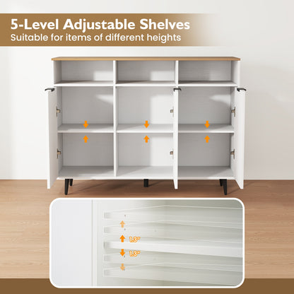 Multi-Compartment Kitchen Sideboard Cabinet with Adjustable Shelves and Secure Storage