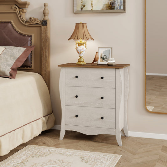Wood Top Dresser with 3 Folding Fabric Drawers and Anti-Tip Safety Features – Grey