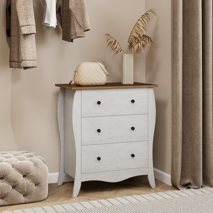 Wood Top Dresser with 3 Folding Fabric Drawers and Anti-Tip Safety Features – Grey