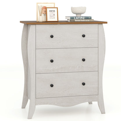Wood Top Dresser with 3 Folding Fabric Drawers and Anti-Tip Safety Features – Grey