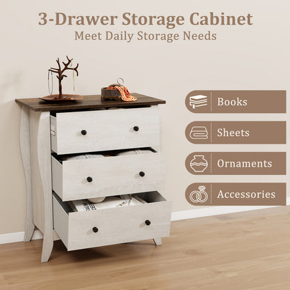 Wood Top Dresser with 3 Folding Fabric Drawers and Anti-Tip Safety Features – Grey