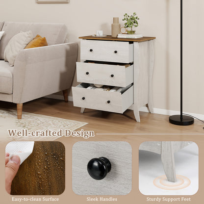 Wood Top Dresser with 3 Folding Fabric Drawers and Anti-Tip Safety Features – Grey
