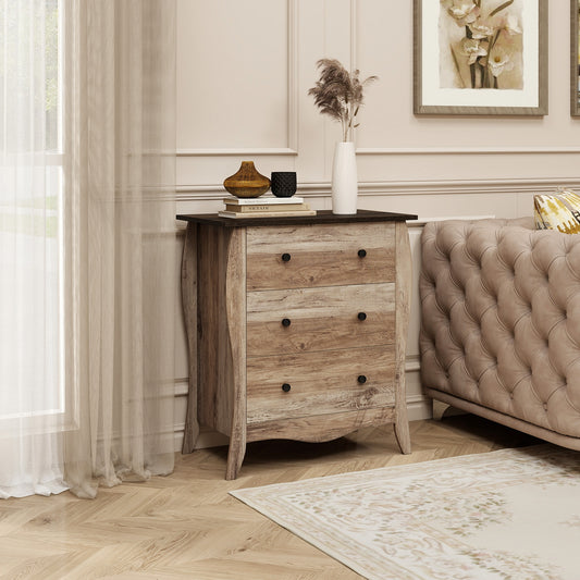 Wood Top Dresser with 3 Folding Fabric Drawers and Anti-Tip Safety Features – Brown