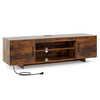 60 Inch TV Stand with Power Outlet, Cable Management, and Storage for 65 Inch TVs - Rustic Brown