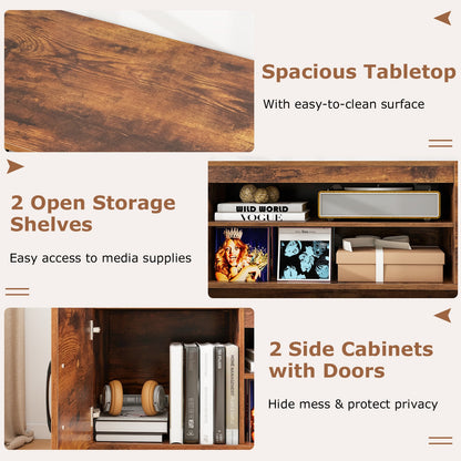 60 Inch TV Stand with Power Outlet, Cable Management, and Storage for 65 Inch TVs - Rustic Brown