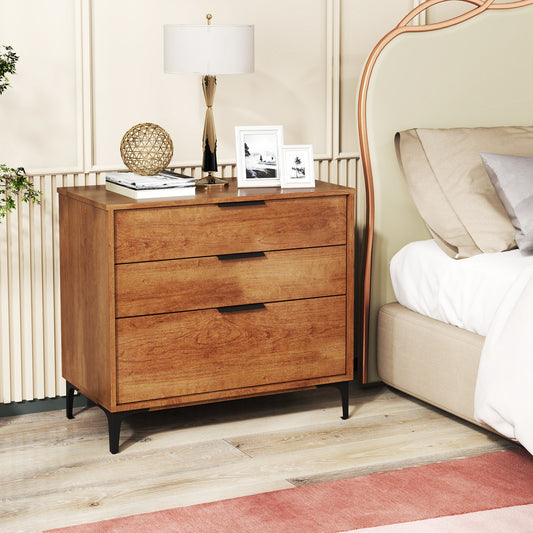 3-Drawer Dresser with Metal Legs and Anti-Tip Kit for Bedroom or Living Room