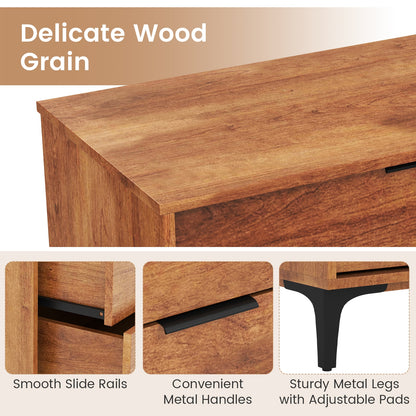 3-Drawer Dresser with Metal Legs and Anti-Tip Kit for Bedroom or Living Room