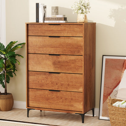5-Drawer Dresser with Metal Legs and Anti-Tip Kit for Bedroom or Living Room
