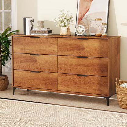 6-Drawer Dresser with Metal Legs and Anti-Tip Kit for Bedroom or Living Room