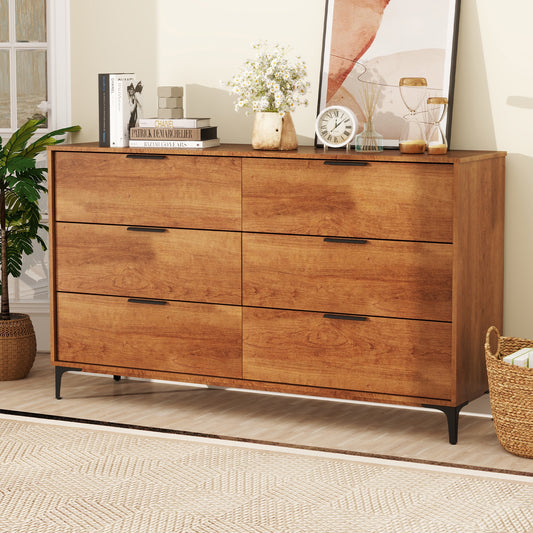 6-Drawer Dresser with Metal Legs and Anti-Tip Kit for Bedroom or Living Room