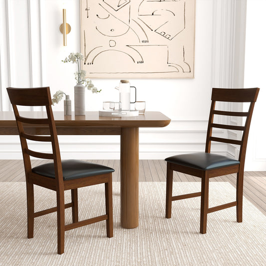Elegant Wooden Dining Chairs Set of 2 with Rubber Wood Frame and PU Leather Upholstery