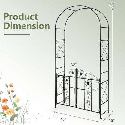 Multifunctional Garden Arbor with Gate, Trellis & Latch for Outdoor Lawn and Garden