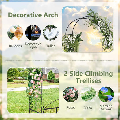 Multifunctional Garden Arbor with Gate, Trellis & Latch for Outdoor Lawn and Garden