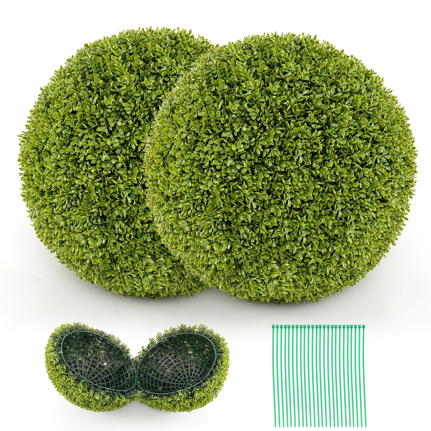 Set of 2 20 Inches Artificial Boxwood Topiary Balls for Outdoor and Indoor Decor