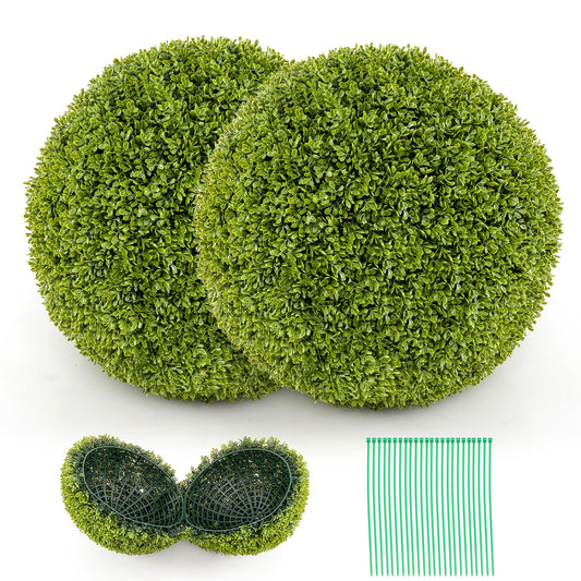 Set of 2 20 Inches Artificial Boxwood Topiary Balls for Outdoor and Indoor Decor
