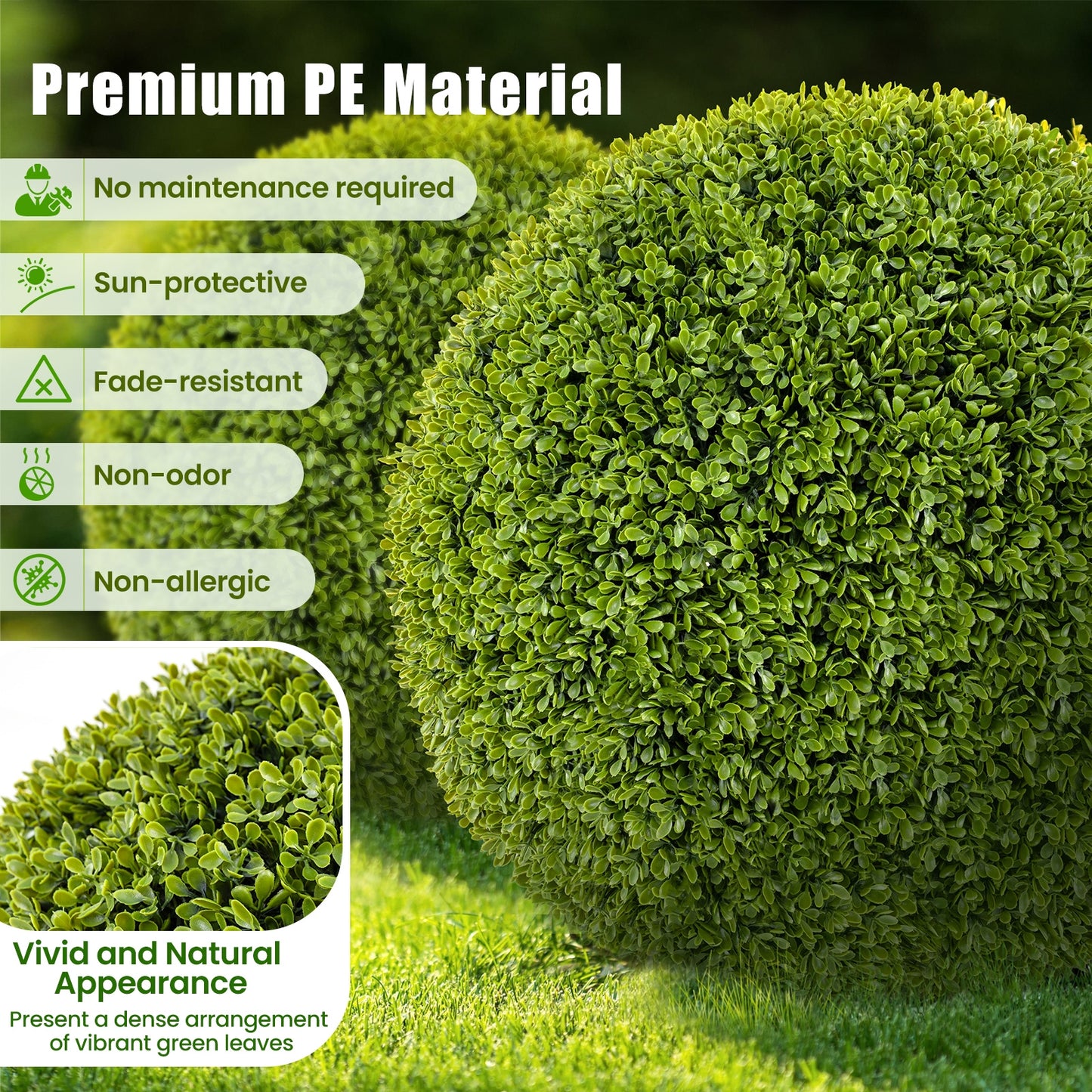 Set of 2 20 Inches Artificial Boxwood Topiary Balls for Outdoor and Indoor Decor