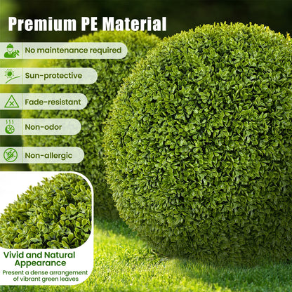 Set of 2 20 Inches Artificial Boxwood Topiary Balls for Outdoor and Indoor Decor