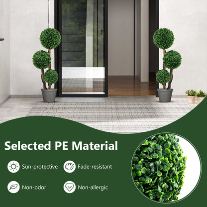 36 Inch Artificial Boxwood Topiary Tree with Natural Wood Trunks in Decorative Pot
