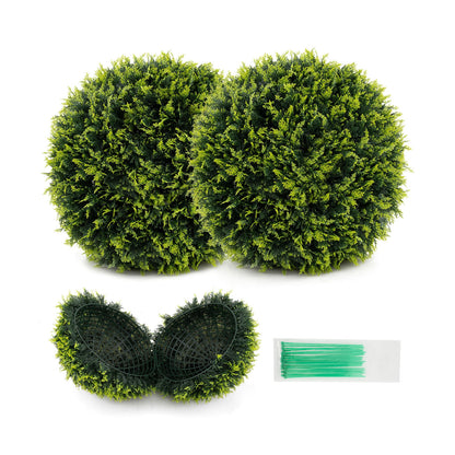 Set of 2 Artificial Cedar Topiary Balls 18/22 Inches for Indoor & Outdoor Decor