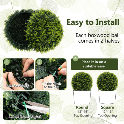 Set of 2 Artificial Cedar Topiary Balls 18/22 Inches for Indoor & Outdoor Decor