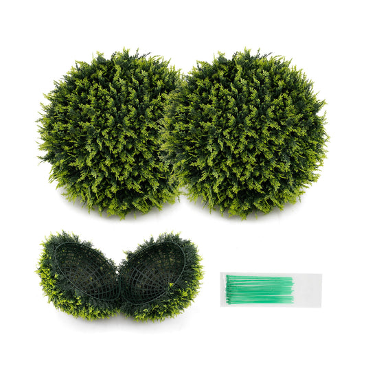 Set of 2 Artificial Cedar Topiary Balls 18/22 Inches for Indoor & Outdoor Decor