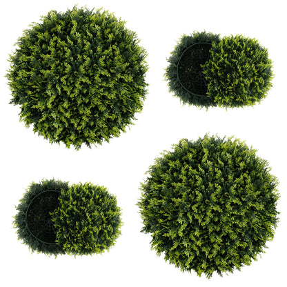 Set of 2 Artificial Cedar Topiary Balls 18/22 Inches for Indoor & Outdoor Decor