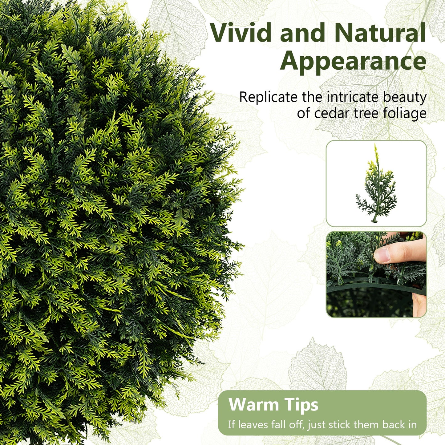 Set of 2 Artificial Cedar Topiary Balls 18/22 Inches for Indoor & Outdoor Decor