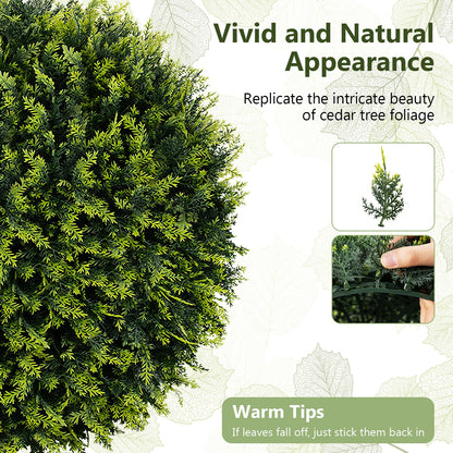 Set of 2 Artificial Cedar Topiary Balls 18/22 Inches for Indoor & Outdoor Decor