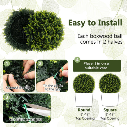 Set of 2 Artificial Cedar Topiary Balls 18/22 Inches for Indoor & Outdoor Decor
