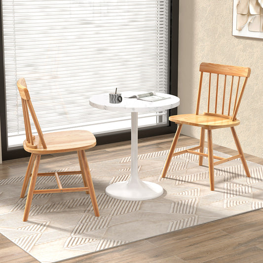 Farmhouse Dining Chairs with Curved Backrest and Rubber Wood Frame Set of 2 Natural