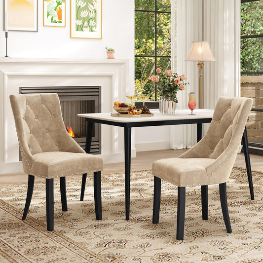 Tufted Wingback Dining Chairs Ergonomic Upholstered Accent Chairs, Set of 2