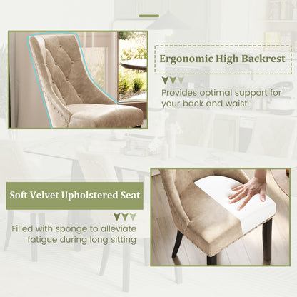 Tufted Wingback Dining Chairs Ergonomic Upholstered Accent Chairs, Set of 2