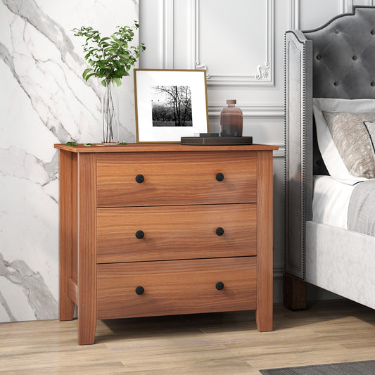 3-Drawer Storage Dresser Chest, Compact Bedside Table with Organizational Drawers – Walnut