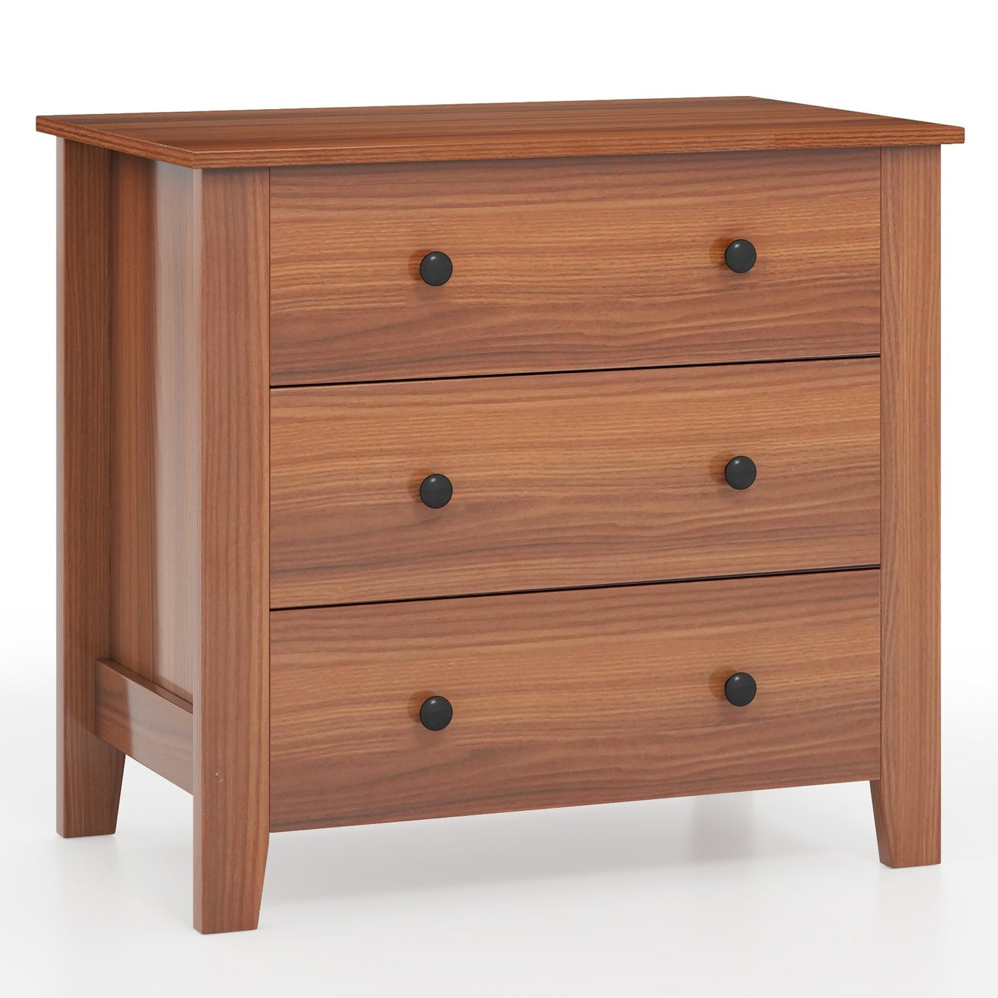 3-Drawer Storage Dresser Chest, Compact Bedside Table with Organizational Drawers – Walnut