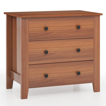 3-Drawer Storage Dresser Chest, Compact Bedside Table with Organizational Drawers – Walnut