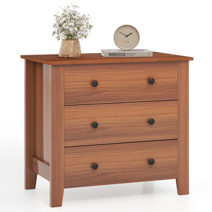 3-Drawer Storage Dresser Chest, Compact Bedside Table with Organizational Drawers – Walnut