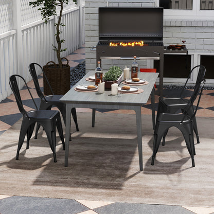 Set of 4 Metal Dining Chairs with Removable Backrest Ergonomic Side Chairs in Black Finish