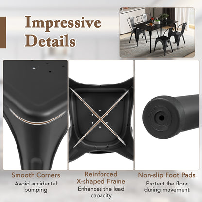 Set of 4 Metal Dining Chairs with Removable Backrest Ergonomic Side Chairs in Black Finish